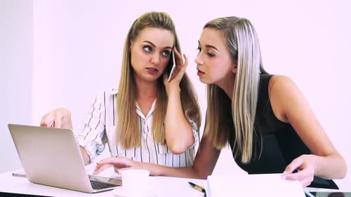 Blonde Business Woman Working at Modern Office
