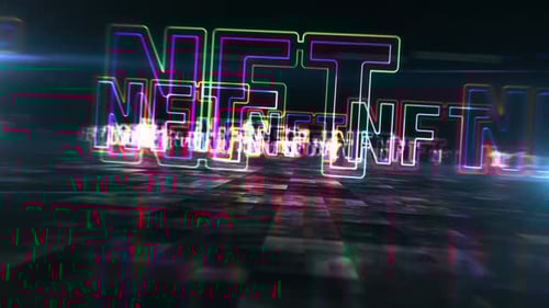 Neon Glitch NFT Text Animation Digital Background