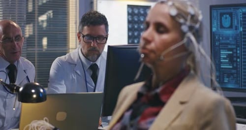 Patient Sitting with Eyes Closed During EEG Examination