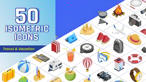 Animated Isometric Travel and Vacation Icon Pack