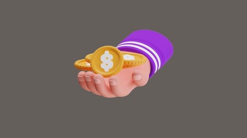 3D Animation of Coins In Hand