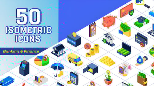 Isometric Icons Banking and Finance