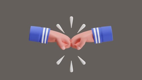 Modern 3D Cartoon Hands Fist Bump Greeting Animation