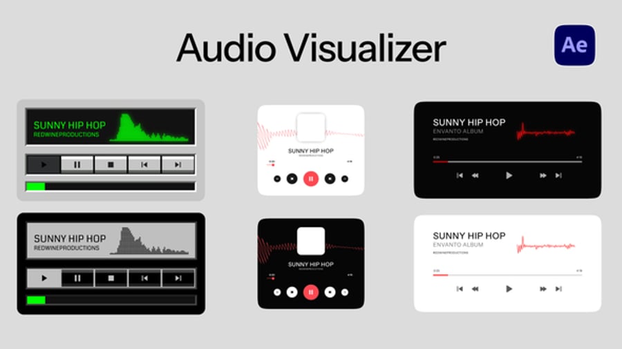 Animated Music Player Interface with Dynamic Audio Visualizers, Product ...