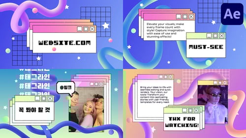 Retro Pixel Pop-Up Window Slideshow for Social Media