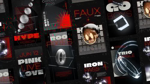 Abstract Event Promotion Social Media Stories and Posts