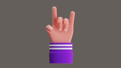 3D Animation of Horns Hand Gesture