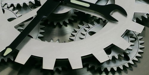 Clock Gears Turning Silver Mechanical Time