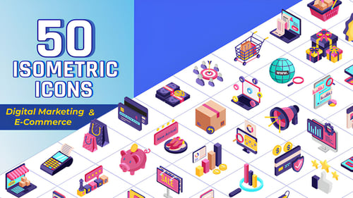 Isometric Icons Digital Marketing