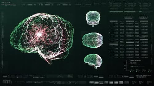 Futuristic Digital Brain Scan HUD Interface