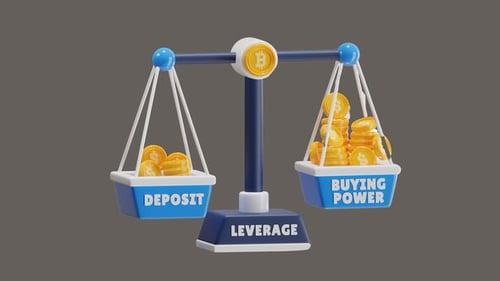 Animated Cryptocurrency Leverage Scale for Financial Investment Concepts