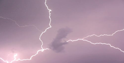 Lightning Strikes in a Purple Sky Time-Lapse