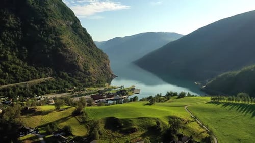Aurlandsfjord Town Of Flam at Dawn