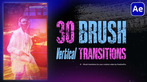 Dynamic Vertical Brush Stroke Video Transitions Pack