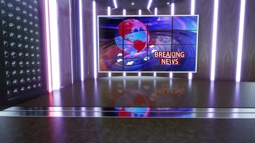 News Tv Studio Set Virtual Green Screen Background Loopmotion Footage 40
