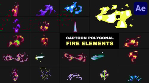 Cartoon Polygonal Fire Elements | After Effects