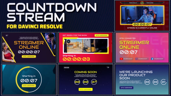 Countdown Timer Stream Davinci Resolve, Elements ft. animated & banner ...