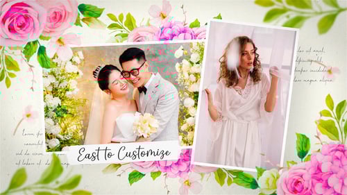 Elegant Wedding Photo Slideshow with Animated Floral Accents