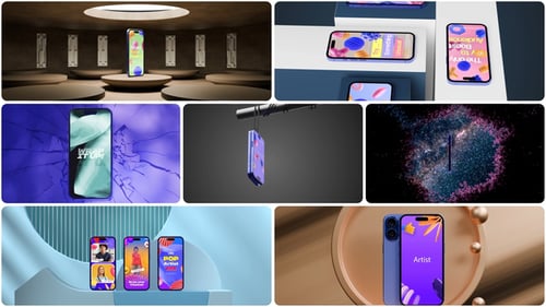 3D Mobile App Mockup Scenes – 7 Animated UI Showcase Templates Bundle for App Presentation