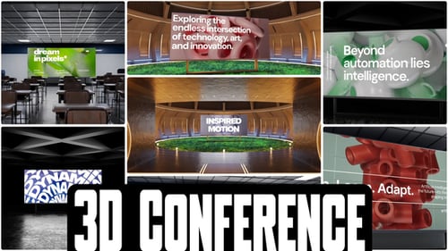 Futuristic 3D Conference Stage Display Mockups MOGRT