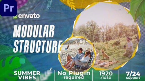 Vibrant Summer Slideshow with Dynamic Photo Frames and Tropical Graphics