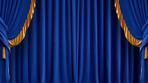 Luxury Blue Curtains Stage Opening Transition