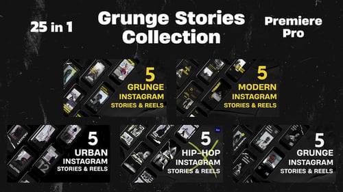 Grunge Instagram Stories Collection Mogrt 25in1