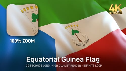 Realistic Equatorial Guinea Flag Waving Seamless Loop
