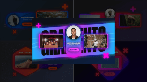 Dynamic Neon Gradient YouTube End Screens Kit