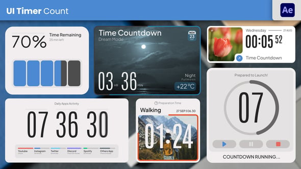 Animated Digital Timers and Progress Displays, Elements ft. UI ...