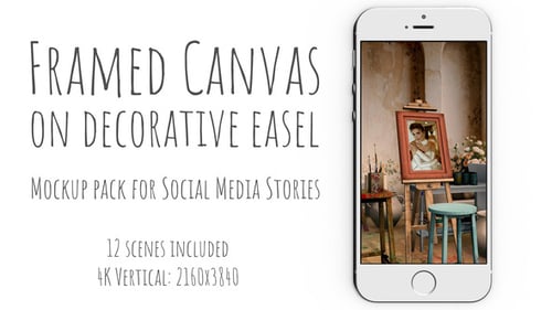 Framed canvas on decorative easel