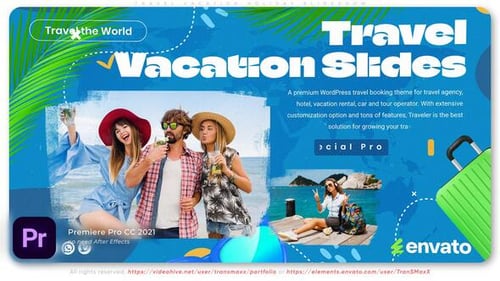 Modern Travel Slideshow Opener with Bright Vacation Graphics