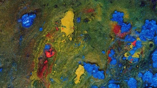 Abstract Colored Inks Mixing and Spreading Slowly