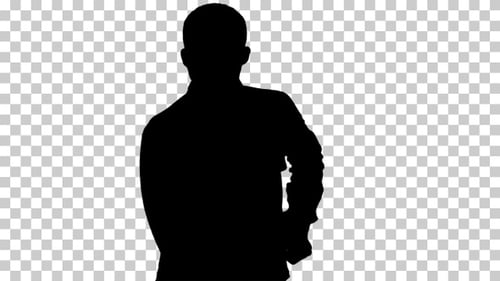 Silhouette man walking and dancing, Alpha Channel