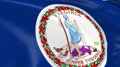 Waving Flag of Virginia with State Seal