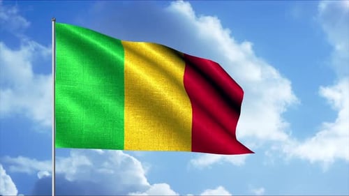 Waving Flag of Mali in Blue Sky Animation