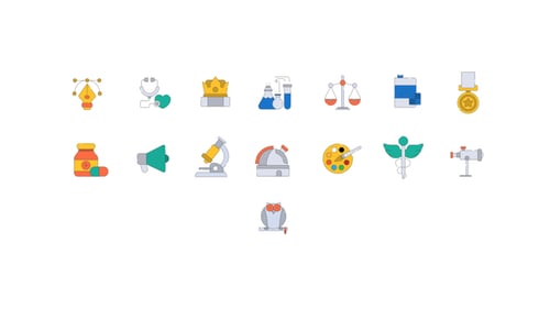 Animated Education and Science Flat Design Icons Pack