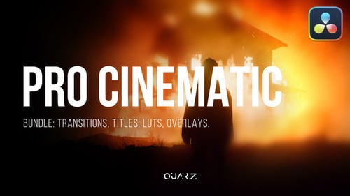 Pro Cinematic Bundle for Davinci Resolve – Transitions, Titles, LUTs, Overlays