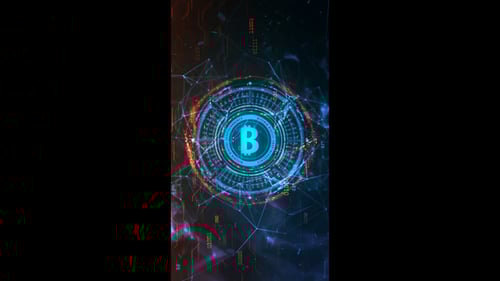 Futuristic Digital Bitcoin Cryptocurrency HUD Network Animation