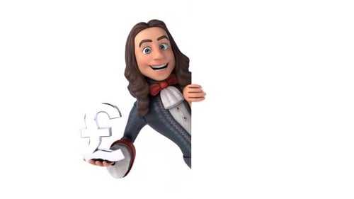 Animation 3D d'un homme de dessin animé en costume baroque historique