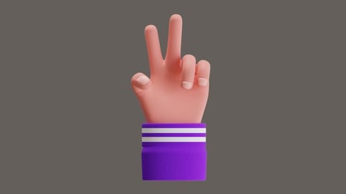 3D Hand Animation Changing to Peace Sign Gesture