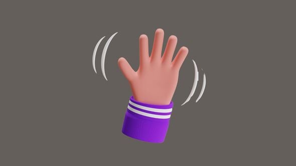 3D Animated Hand Waving Gesture, Elements Motion Graphics ft. 3D hand ...