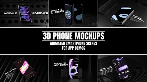3D Phone Mockups Animated Smartphone Scenes for App Demos