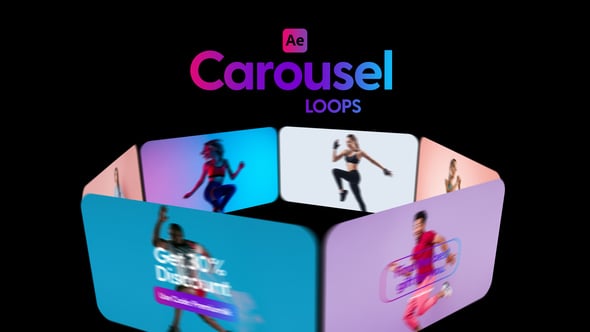 Dynamic Carousel Grid Display with Modern Animated Text, Video Displays ...