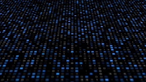 Digitale Binärcode-Verarbeitung auf dem Bildschirm.