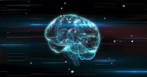 Futuristic Holographic Brain Animation with Neural Network Data