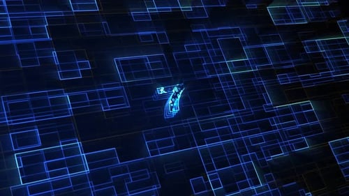 Futuristic Blue Grid Glowing Technology Background Loop