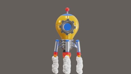 3D Animated Lightbulb Rocket Launch Concept