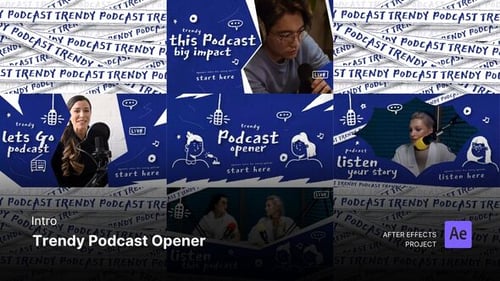 Intro - Trendy Podcast Opener After Effects Template