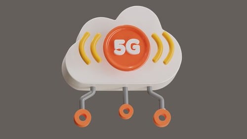 Animated 3D Cloud 5G Technology Icon